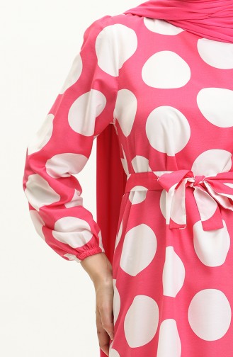 Terikoton gepunktetes gemustertes Kleid 41000-01 Rosa 41000-01