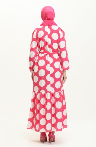 Terikoton gepunktetes gemustertes Kleid 41000-01 Rosa 41000-01