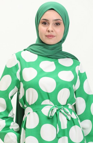 Terikoton gepunktetes gemustertes Kleid 41000-02 Grün 41000-02