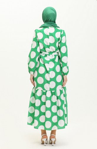 Terikoton gepunktetes gemustertes Kleid 41000-02 Grün 41000-02