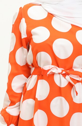 Terikoton gepunktetes gemustertes Kleid 41000-05 Orange 41000-05