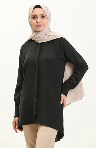 Aerobin Kumaş Asimetrik Tunik 60023-03 Siyah