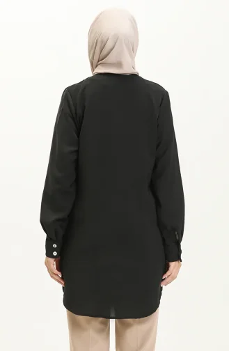 Aerobin Kumaş Asimetrik Tunik 60023-03 Siyah