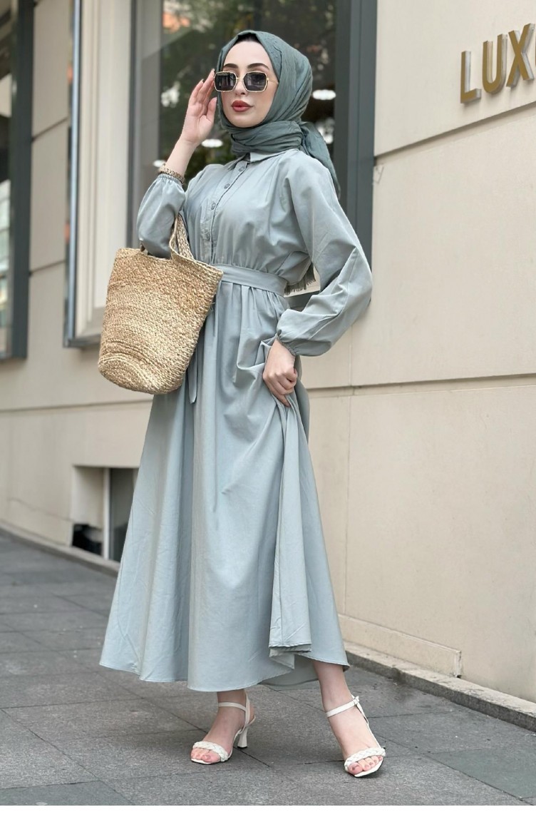 Mint Green Hijab Dress 1075 Sefamerve