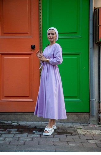 Svt2289 Mevlana Model Yakasız Uzun Elbise