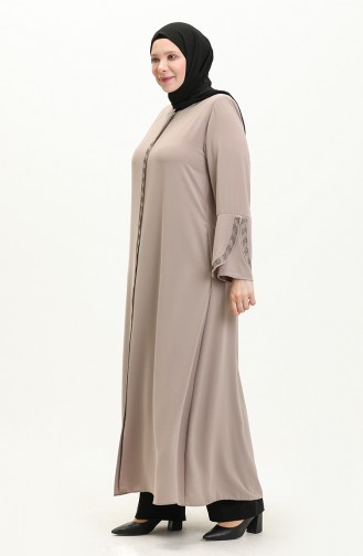 Abaya Zippée Grande Taille 5032-07 Vison  5032-07