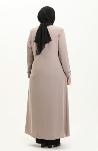 Abaya en Pierre de Grande Taille 5050-07 Crème  5050-07