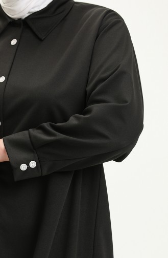 Büyük Beden Double Örme Gömlekli Takım Siyah