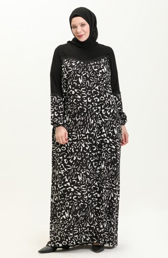 Plus Size Lace Detailed Printed Dress 2035-01 Black 2035-01