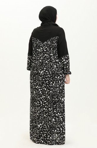 Plus Size Lace Detailed Printed Dress 2035-01 Black 2035-01