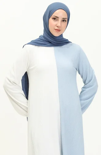 Asymmetrical Tunic Trousers Double Suit 3015-02 Ecru Blue 3015-02