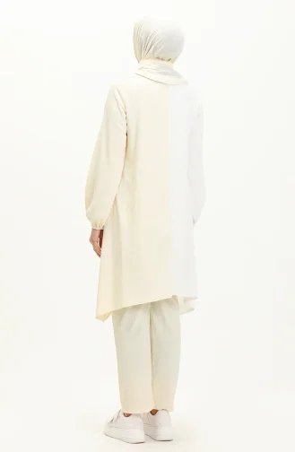 Asymmetrische Tunika-Hose Doppelset 3015-04 Ecru Gelb 3015-04