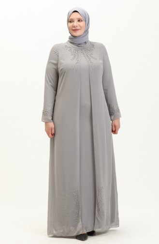 Robe de Soirée Grande Taille 2325-01 Gris 2325-01