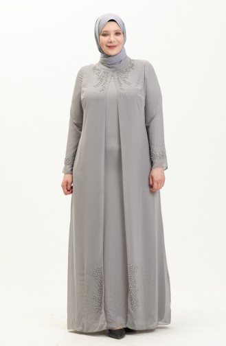 Robe de Soirée Grande Taille 2325-01 Gris 2325-01