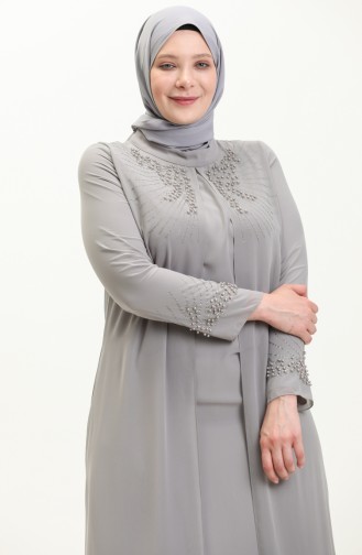 Robe de Soirée Grande Taille 2325-01 Gris 2325-01