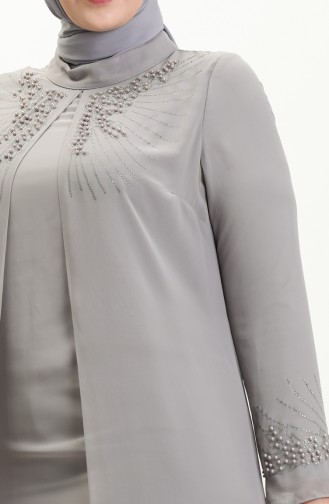 Robe de Soirée Grande Taille 2325-01 Gris 2325-01