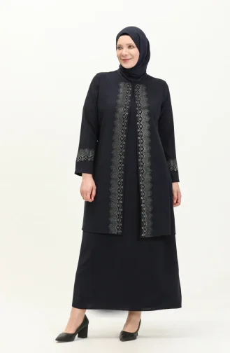 Robe de Soirée Grande Taille 6092-06 Bleu Marine 6092-06
