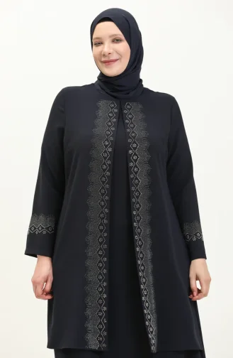 Robe de Soirée Grande Taille 6092-06 Bleu Marine 6092-06