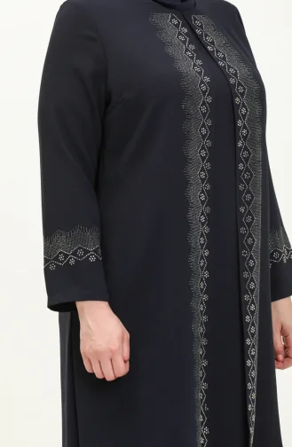 Robe de Soirée Grande Taille 6092-06 Bleu Marine 6092-06