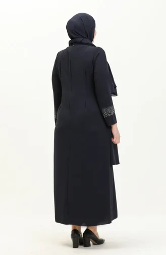 Robe de Soirée Grande Taille 6092-06 Bleu Marine 6092-06