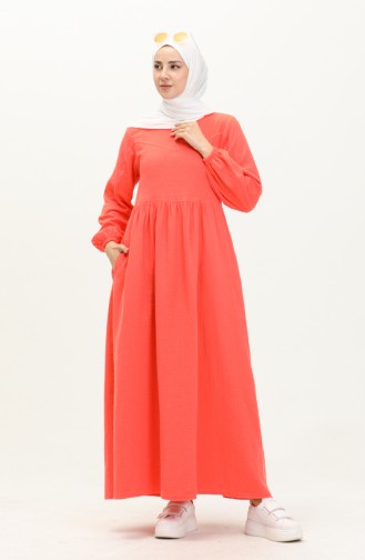 Gerafftes Kleid aus Musselin 24Y8894-03 Granatapfelblüte 24Y8894-03