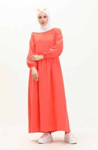 Gerafftes Kleid aus Musselin 24Y8894-03 Granatapfelblüte 24Y8894-03