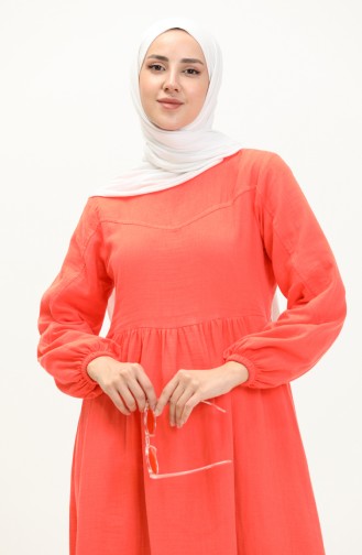 Gerafftes Kleid aus Musselin 24Y8894-03 Granatapfelblüte 24Y8894-03