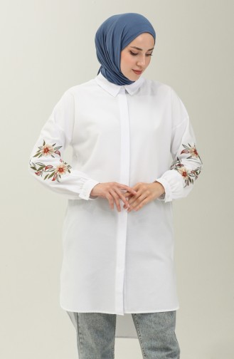 Terry Cotton Embroidered Tunic 60056-01 white 60056-01