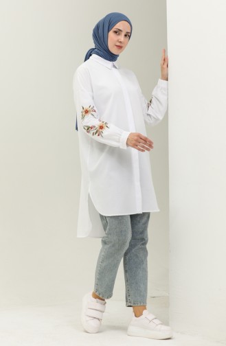 Terry Cotton Embroidered Tunic 60056-01 white 60056-01