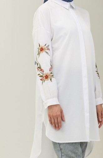 Terry Cotton Embroidered Tunic 60056-01 white 60056-01
