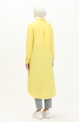 Pocketed Viscose Hidden Placket Tunic 6435-23 Yellow 6435-23