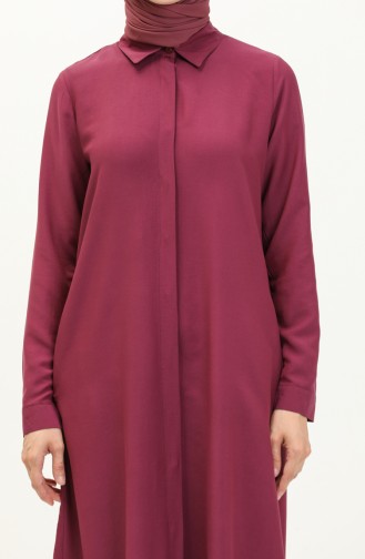 Pocketed Viscose Hidden Button Tunic 6435-24 Plum 6435-24