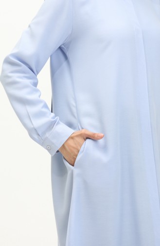 Pocketed Viscose Hidden Placket Tunic 6435-25 Blue 6435-25
