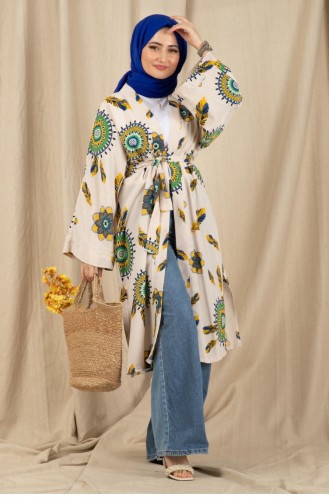 Svt2338 Etnik Desenli Kimono-Yeşil