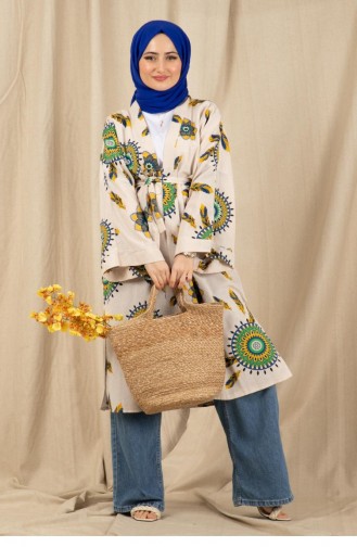 Svt2338 Etnik Desenli Kimono-Yeşil