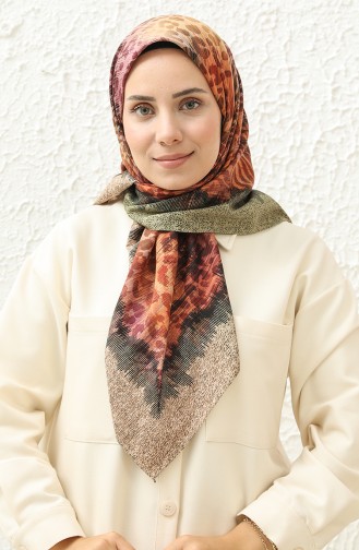 Soft Cotton Scarf 13229-09 Pistachio Green Orange 13229-09