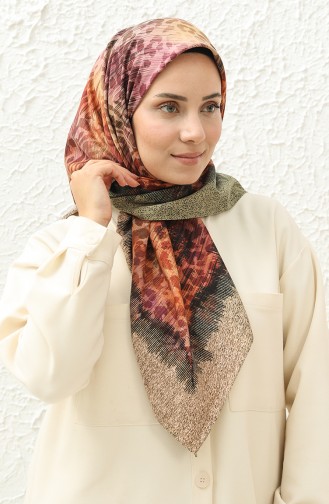 Soft Cotton Scarf 13229-09 Pistachio Green Orange 13229-09