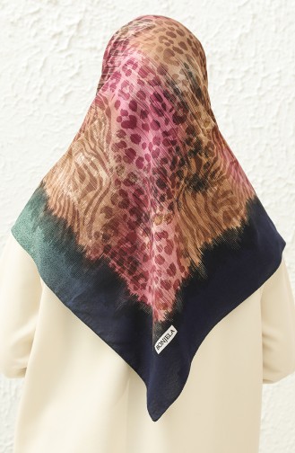 Soft Coton Scarf 13229-11 Navy Blue Pink 13229-11