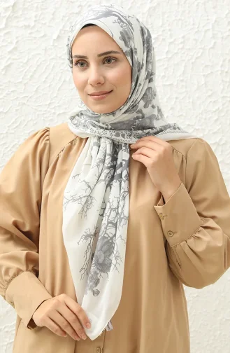 إيشارب سادة واسع DLD-10 رمادي كريمي 10