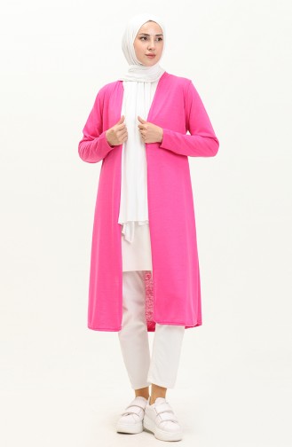 Plain Long Cardigan 8615-03 Fuchsia 8615-03