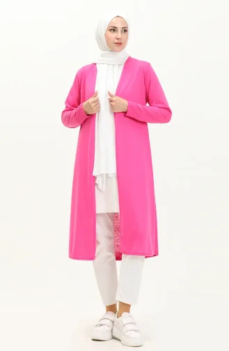 Plain Long Cardigan 8615-03 Fuchsia 8615-03