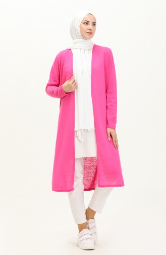 Plain Long Cardigan 8615-03 Fuchsia 8615-03