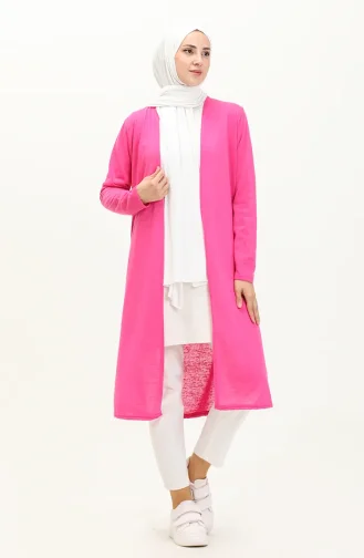 Plain Long Cardigan 8615-03 Fuchsia 8615-03