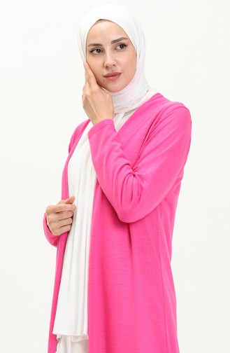 Plain Long Cardigan 8615-03 Fuchsia 8615-03