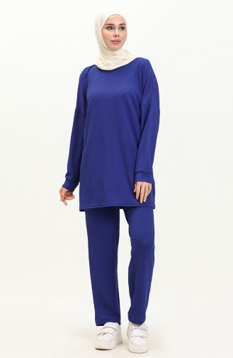 Ensemble Tunique Pantolon Tissu Crêpe 1001-02 Bleu Roi 1001-02