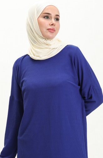Ensemble Tunique Pantolon Tissu Crêpe 1001-02 Bleu Roi 1001-02