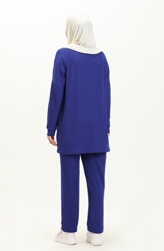 Ensemble Tunique Pantolon Tissu Crêpe 1001-02 Bleu Roi 1001-02