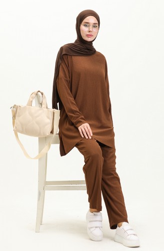 Stofftunika mit Hose Doppelset1002-03 Braun 1002-03