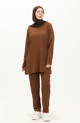 Stofftunika mit Hose Doppelset1002-03 Braun 1002-03