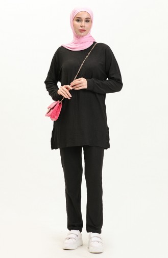 Stofftunika mit Hose Doppelset 1002-05 Schwarz 1002-05
